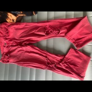 Red distressed skinny jeans men’s